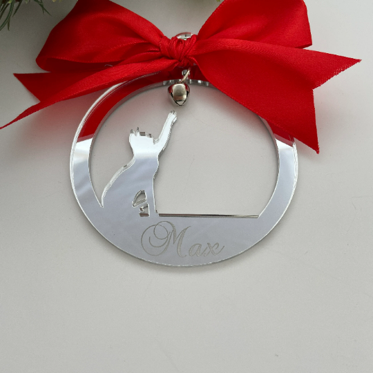 CUSTOM CAT CHRISTMAS BAUBLE - TOUCHING BELL