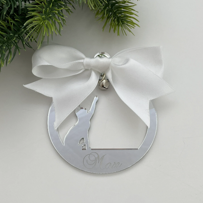CUSTOM CAT CHRISTMAS BAUBLE - TOUCHING BELL