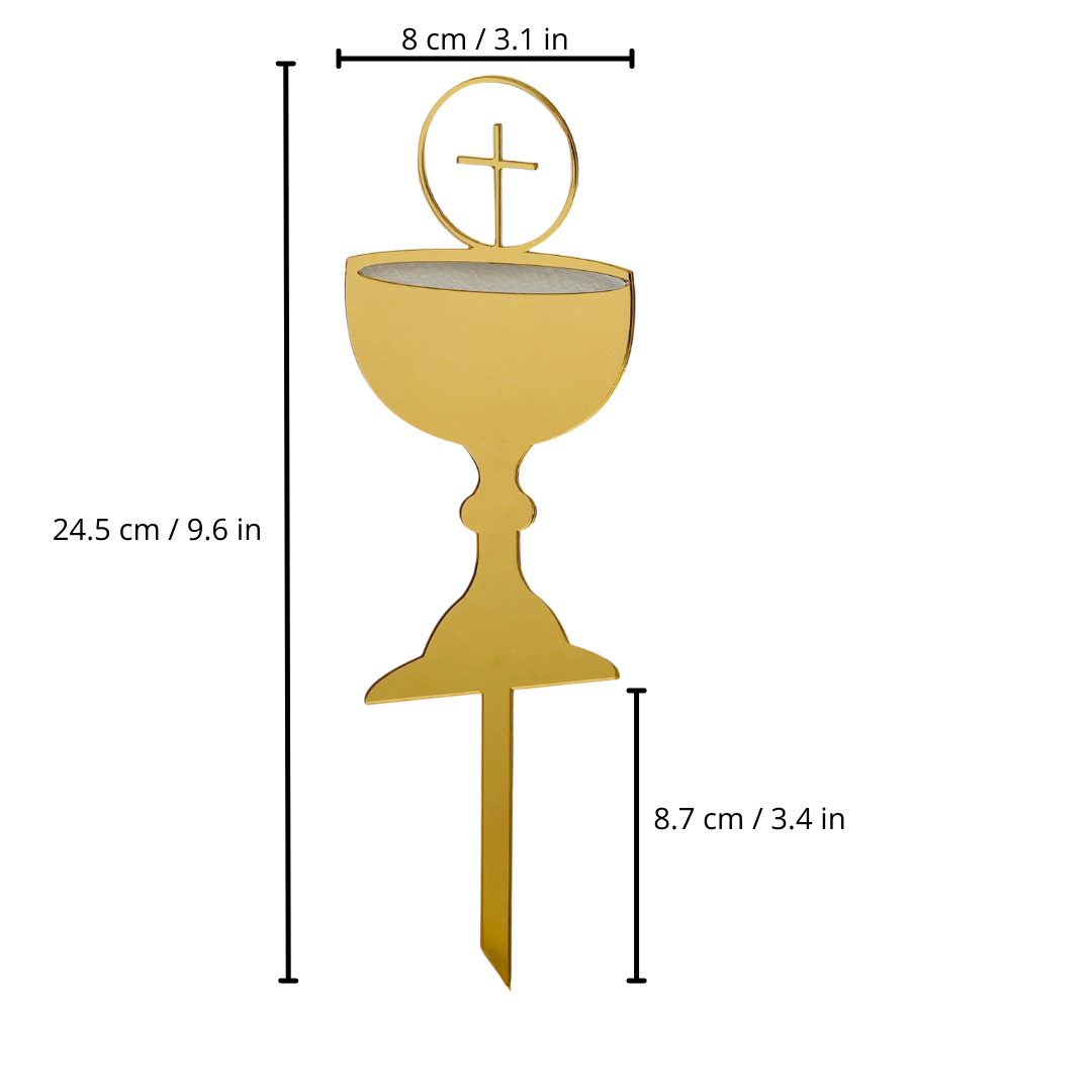 FIRST HOLY COMMUNION CONFIRMATION CHALICE CAKE TOPPER GOLD
