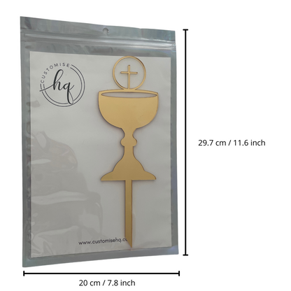 FIRST HOLY COMMUNION CONFIRMATION CHALICE CAKE TOPPER GOLD
