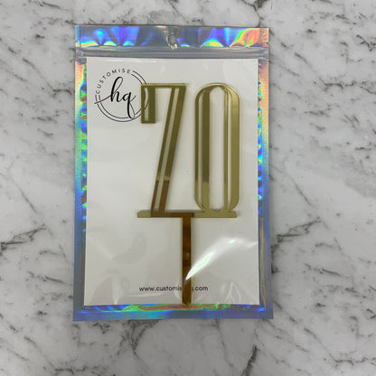 70TH BIRTHDAY ACRYLIC CAKE TOPPER