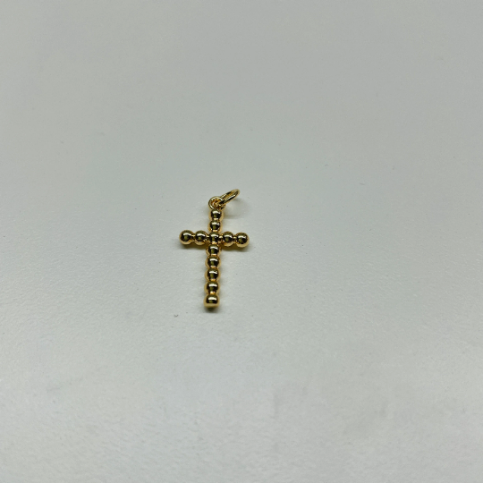 10 X GOLD BUBBLE CROSS CHARMS