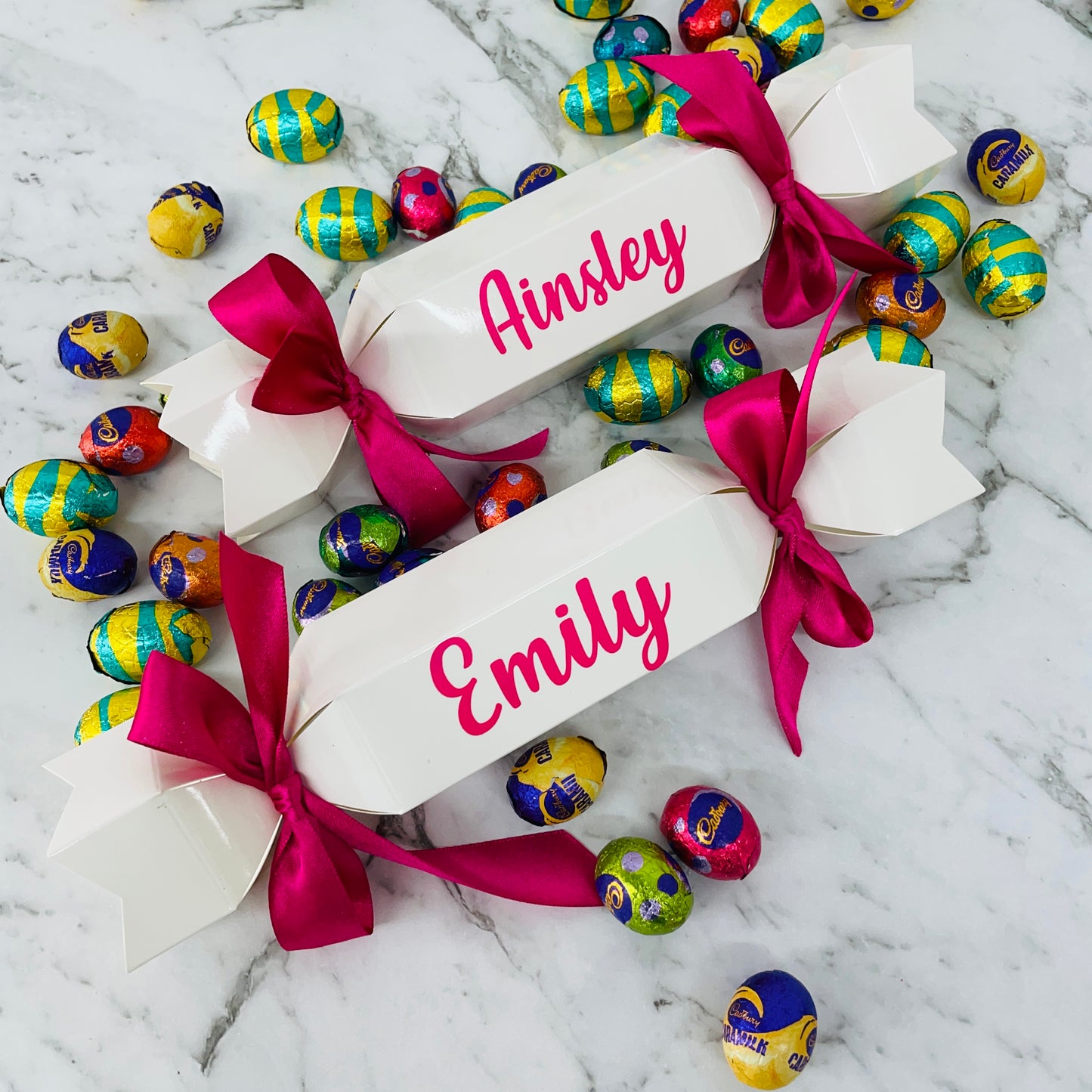 PERSONALISED EASTER EGG BON BON WHITE