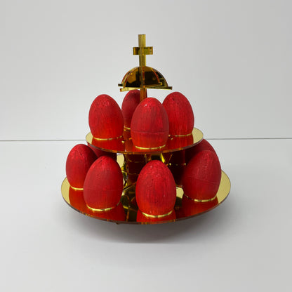 GREEK EASTER EGG STAND HOLDER DISPLAY STAND GOLD MIRROR