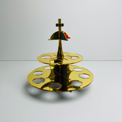 GREEK EASTER EGG STAND HOLDER DISPLAY STAND GOLD MIRROR