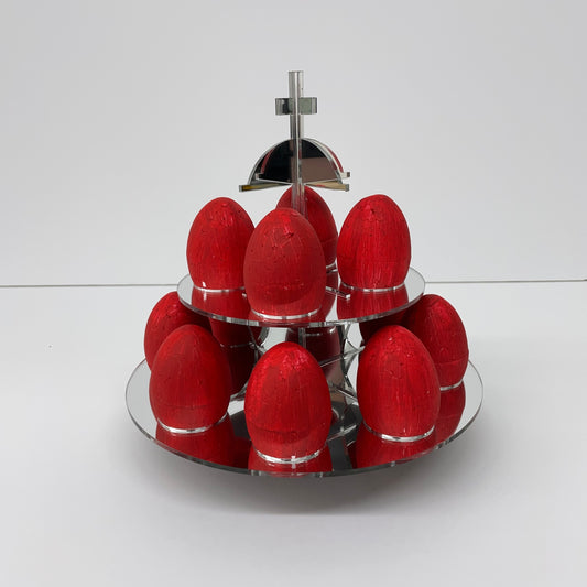 GREEK EASTER EGG STAND HOLDER DISPLAY STAND SILVER MIRROR