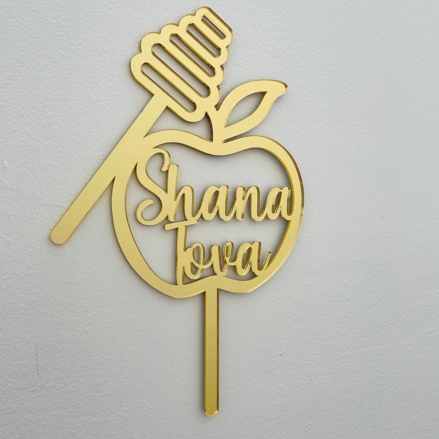SHANA TOVA APPLE & HONEY CAKE TOPPER GOLD MIRROR