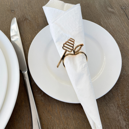 HONEY & APPLE CUSTOM NAPKIN RING HOLDERS SET OF 6