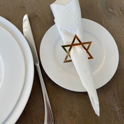 STAR OF DAVID NAPKIN RING HOLDERS SET OF 6
