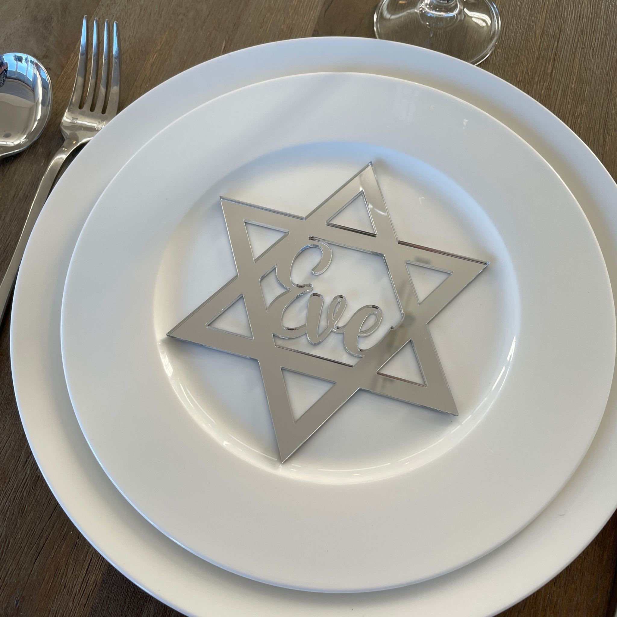 STAR OF DAVID  CUSTOM NAME TABLE PLACE CARD