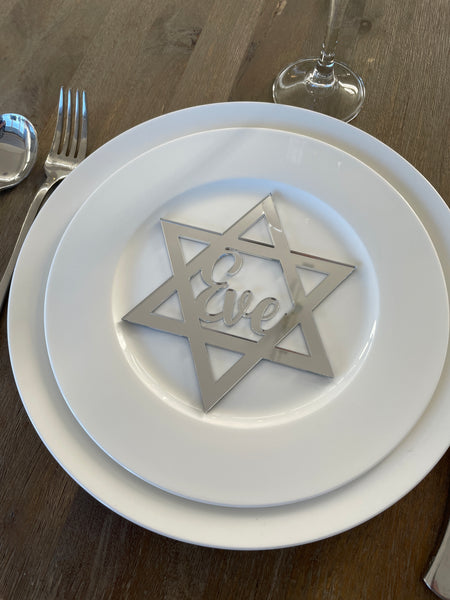 STAR OF DAVID  CUSTOM NAME TABLE PLACE CARD