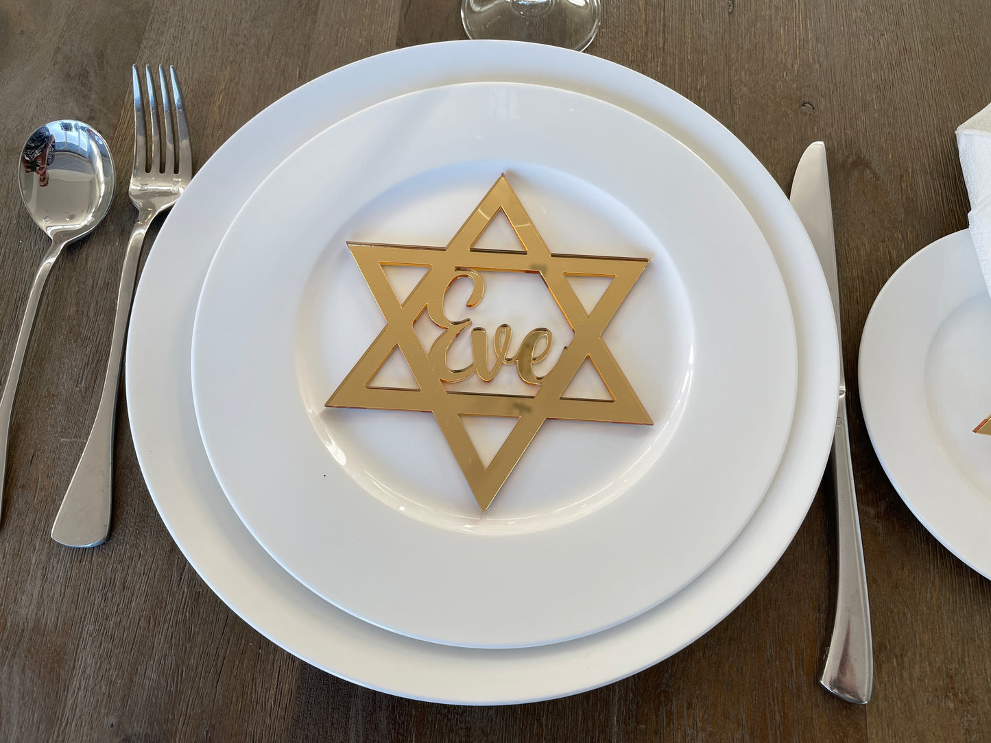 STAR OF DAVID  CUSTOM NAME TABLE PLACE CARD