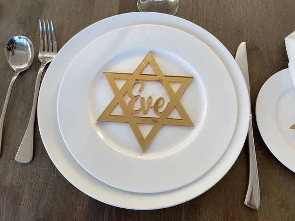 STAR OF DAVID  CUSTOM NAME TABLE PLACE CARD