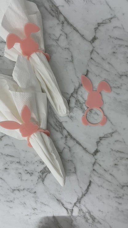 EASTER RABBIT ACRYLIC NAPKIN HOLDERS SET OF 3 PEACH