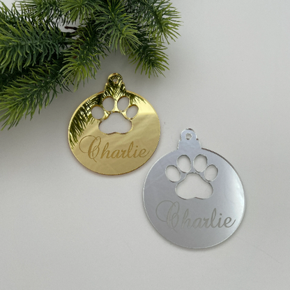 CUSTOM DOG PAW CHRISTMAS BAUBLE