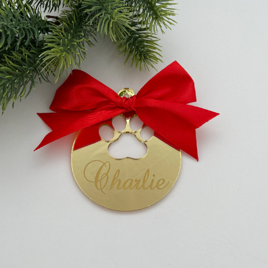 CUSTOM DOG PAW CHRISTMAS BAUBLE