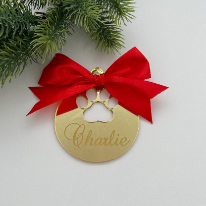 CUSTOM DOG PAW CHRISTMAS BAUBLE