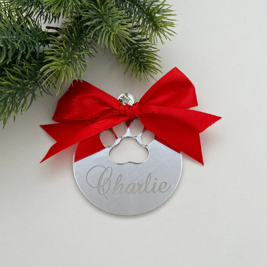 CUSTOM DOG PAW CHRISTMAS BAUBLE