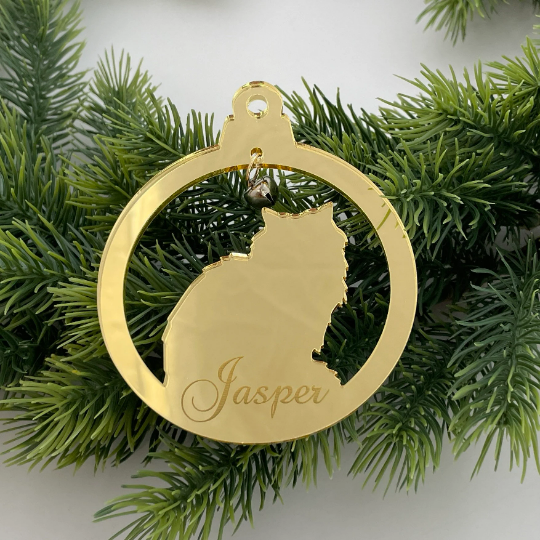 CUSTOM CAT CHRISTMAS BAUBLE - FLUFFY CAT