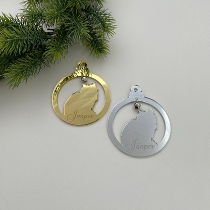 CUSTOM CAT CHRISTMAS BAUBLE - FLUFFY CAT