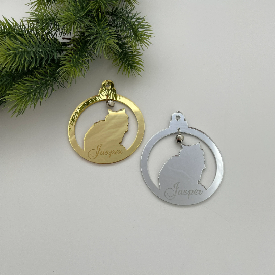 CUSTOM CAT CHRISTMAS BAUBLE - FLUFFY CAT