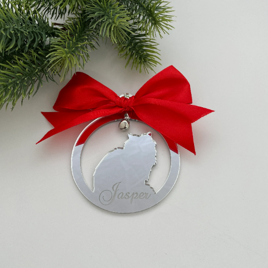 CUSTOM CAT CHRISTMAS BAUBLE - FLUFFY CAT