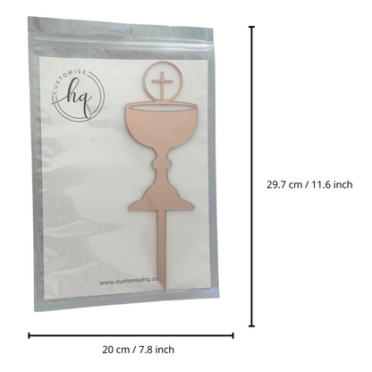 FIRST HOLY COMMUNION CONFIRMATION CHALICE CAKE TOPPER ROSE GOLD