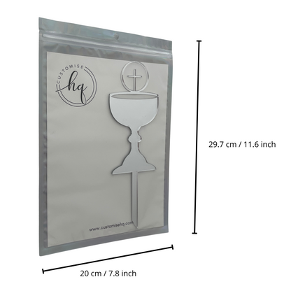 FIRST HOLY COMMUNION CONFIRMATION CHALICE CAKE TOPPER SILVER