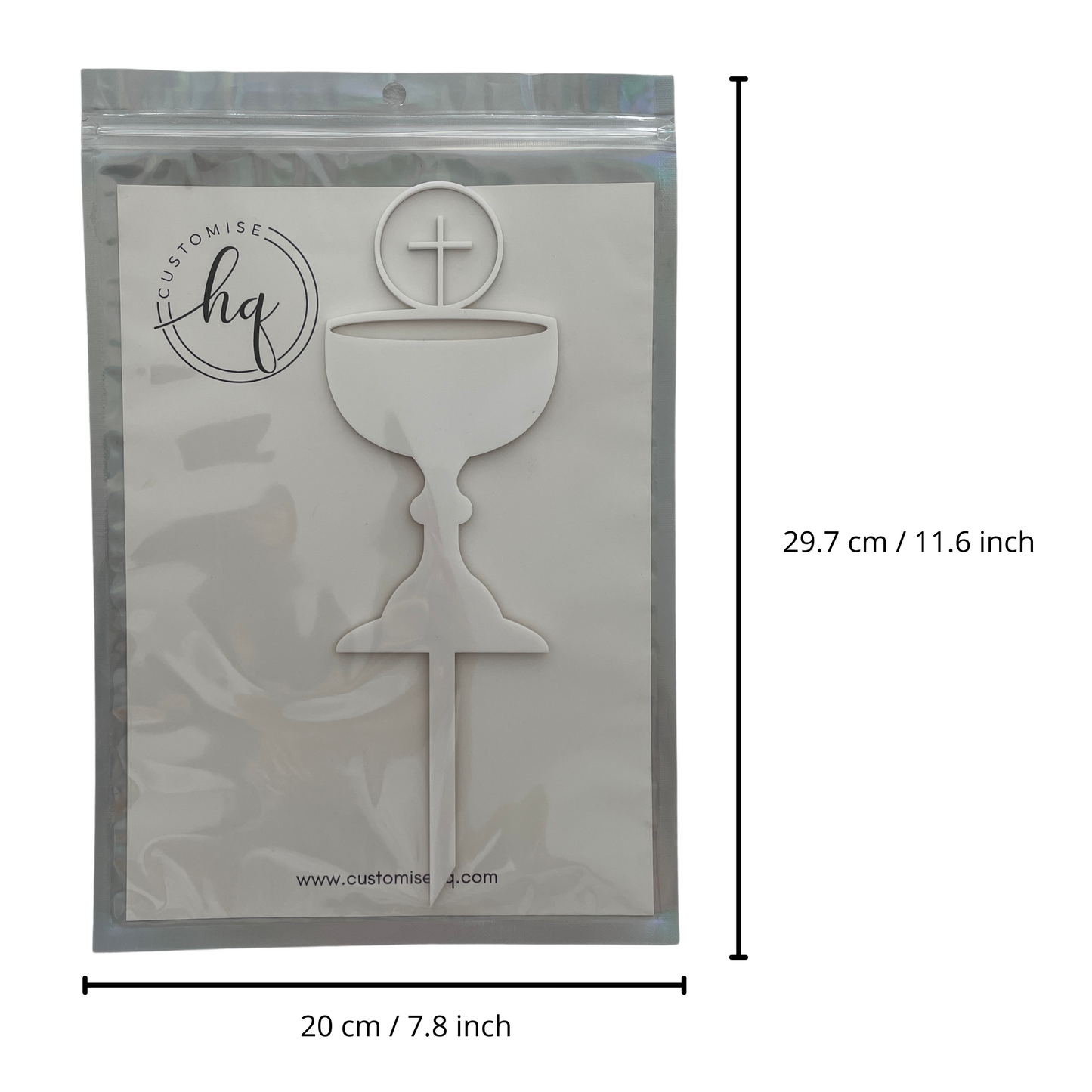 FIRST HOLY COMMUNION CONFIRMATION CHALICE CAKE TOPPER WHITE