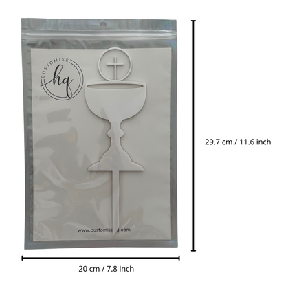 FIRST HOLY COMMUNION CONFIRMATION CHALICE CAKE TOPPER WHITE