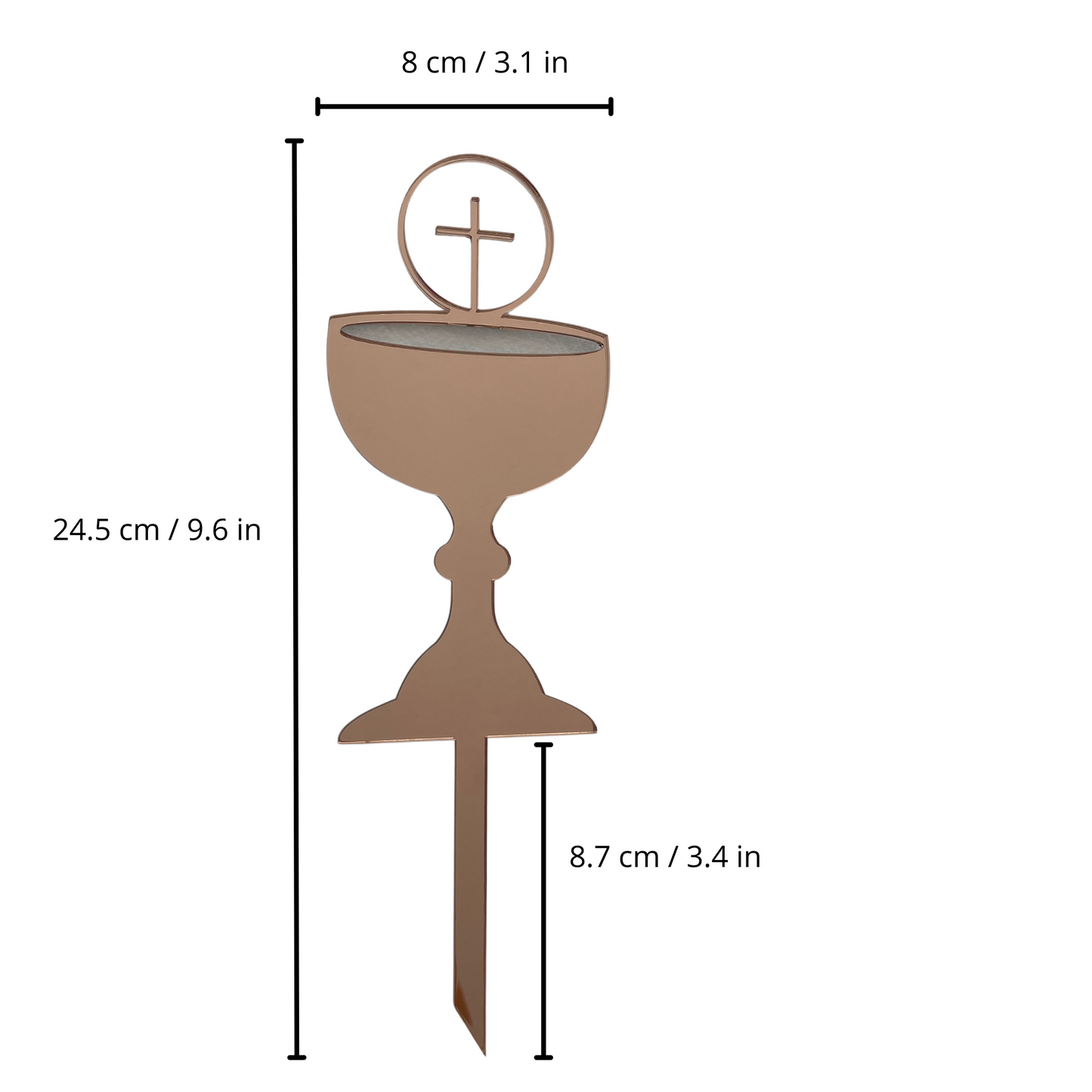 FIRST HOLY COMMUNION CONFIRMATION CHALICE CAKE TOPPER ROSE GOLD