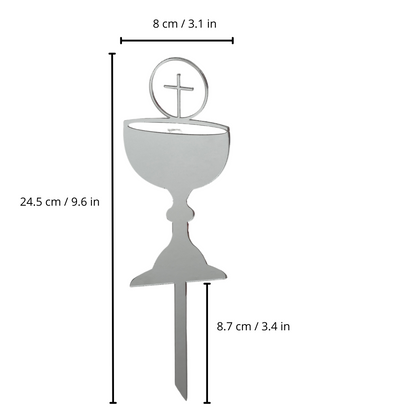 FIRST HOLY COMMUNION CONFIRMATION CHALICE CAKE TOPPER SILVER
