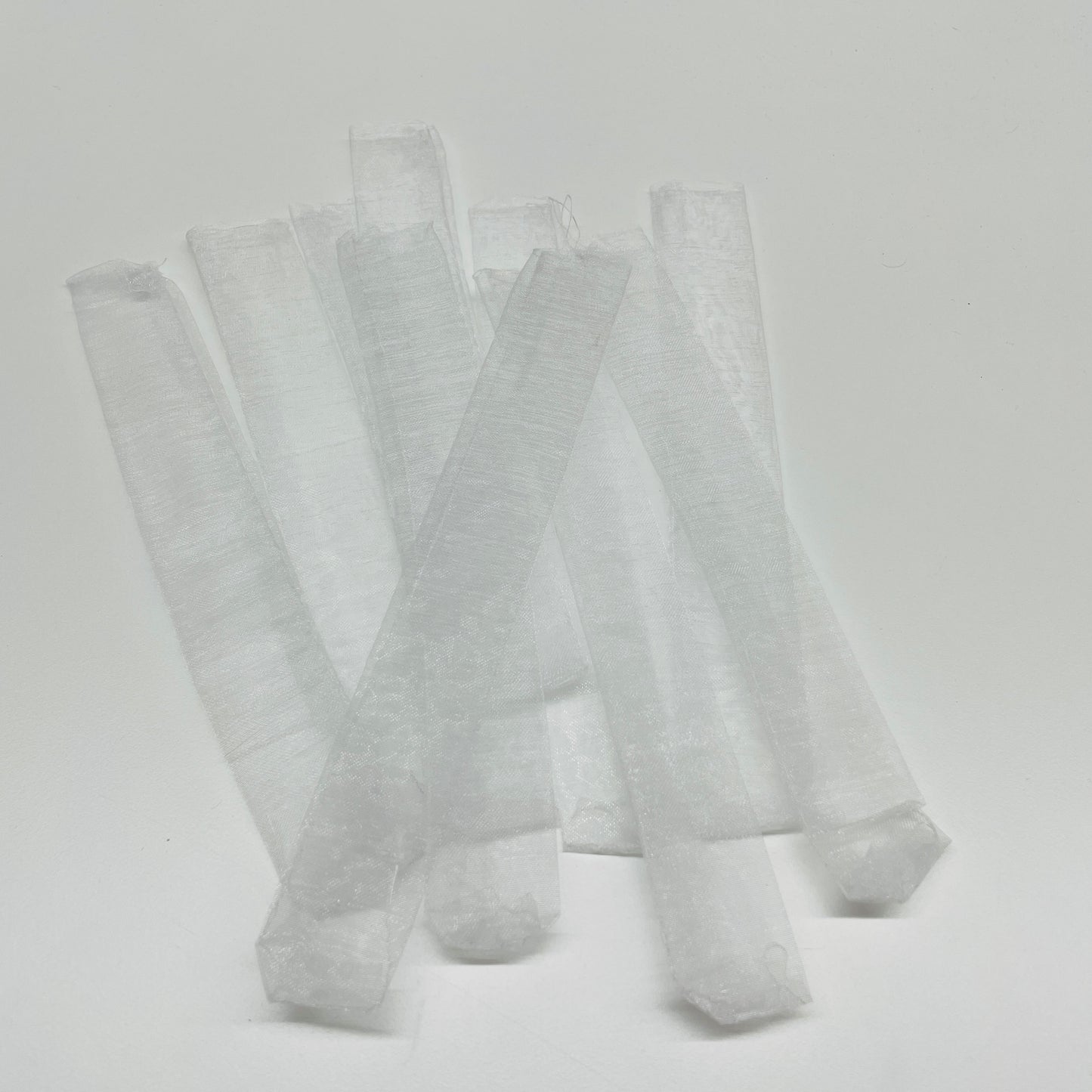 10 X WHITE SLIM ORGANZA POUCHES