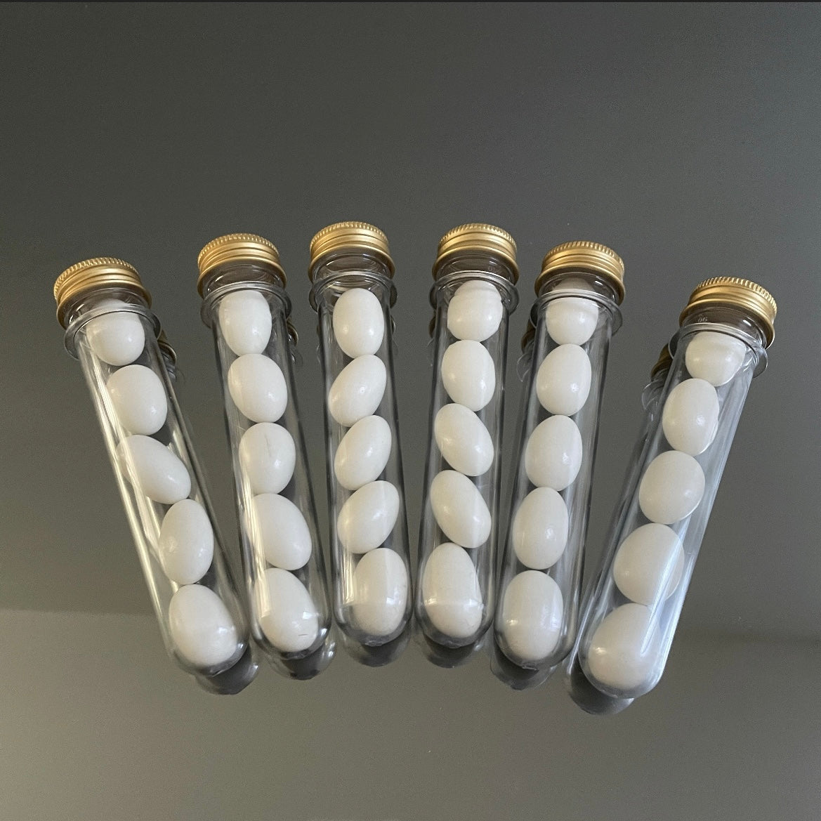 6 X CLEAR TUBES WITH METAL LID