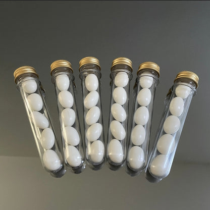 6 X CLEAR TUBES WITH METAL LID