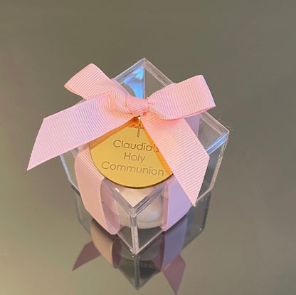 ROUND TAG CLEAR BOX BOMBONIERE