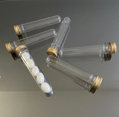 6 X CLEAR TUBES WITH METAL LID