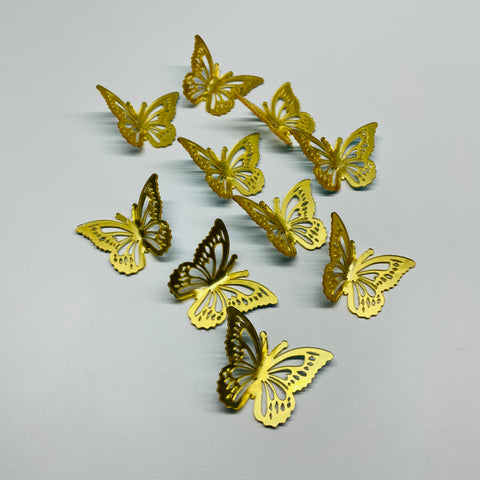 10 X GOLD ACRYLIC BUTTERFLY DECORATIONS