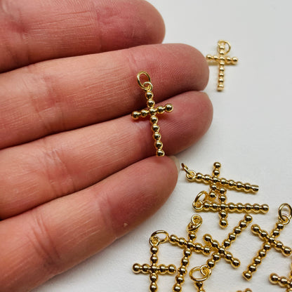 10 X BUBBLE CROSS CHARM