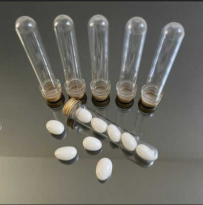 6 X CLEAR TUBES WITH METAL LID