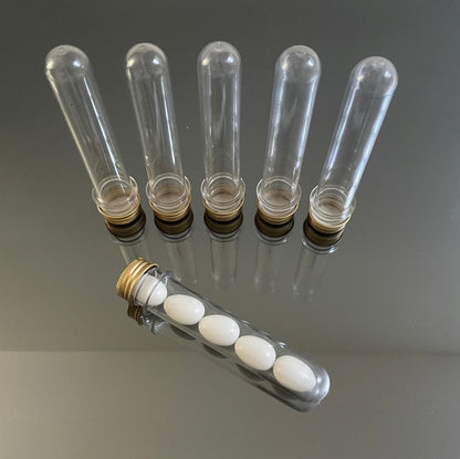 6 X CLEAR TUBES WITH METAL LID