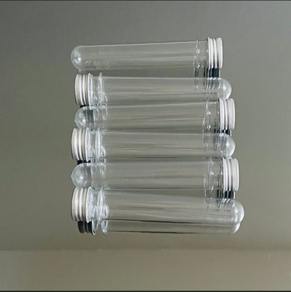 6 X CLEAR TUBES WITH METAL LID
