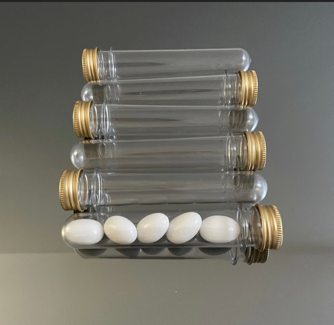 6 X CLEAR TUBES WITH METAL LID