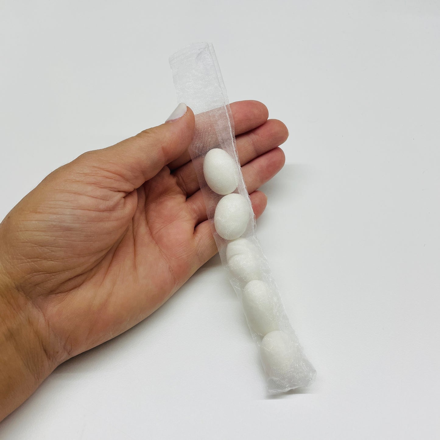 10 X WHITE SLIM ORGANZA POUCHES