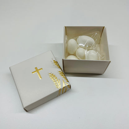 10 X GOLD CROSS WHITE SQUARE BOX