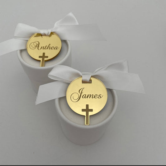 10 X ACRYLIC CROSS TAGS