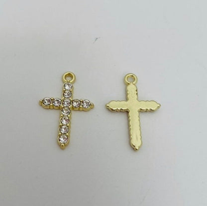 10 X DIAMANTÉ CROSS CHARMS