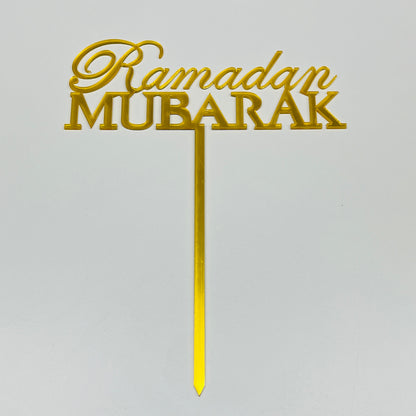RAMADAN MUBARAK GOLD ACRYLIC CAKE TOPPER