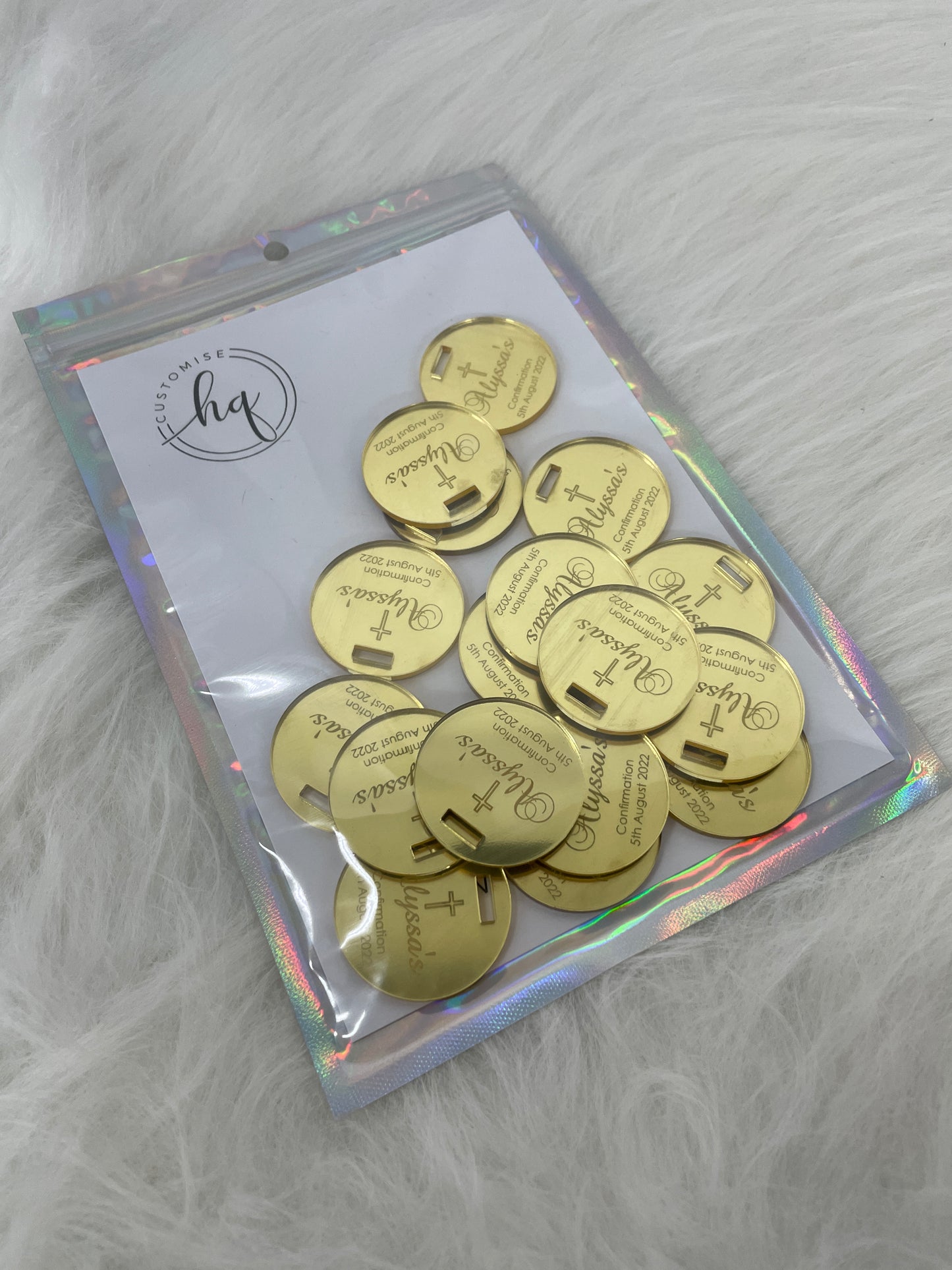 10 X PERSONALISED ACRYLIC NAME TAGS