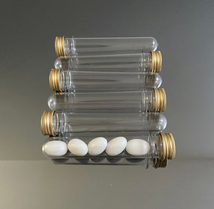 6 X CLEAR TUBES WITH METAL LID